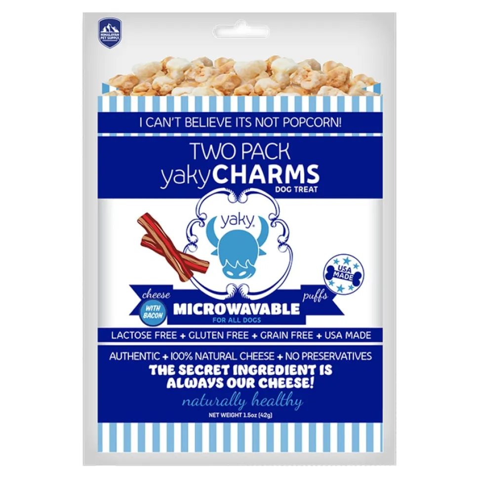 Himalayan Dog Chew Grain-Free Yaky Charms Microwavable Bacon Puffs Crunchy Dog Treats - 1.5 Oz - 2 Pack