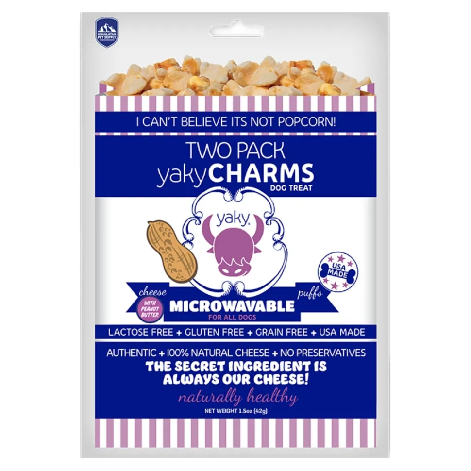 Himalayan Dog Chew Grain-Free Yaky Charms Microwavable Peanut Butter Puffs Crunchy Dog Treats - 1.5 Oz - 2 Pack