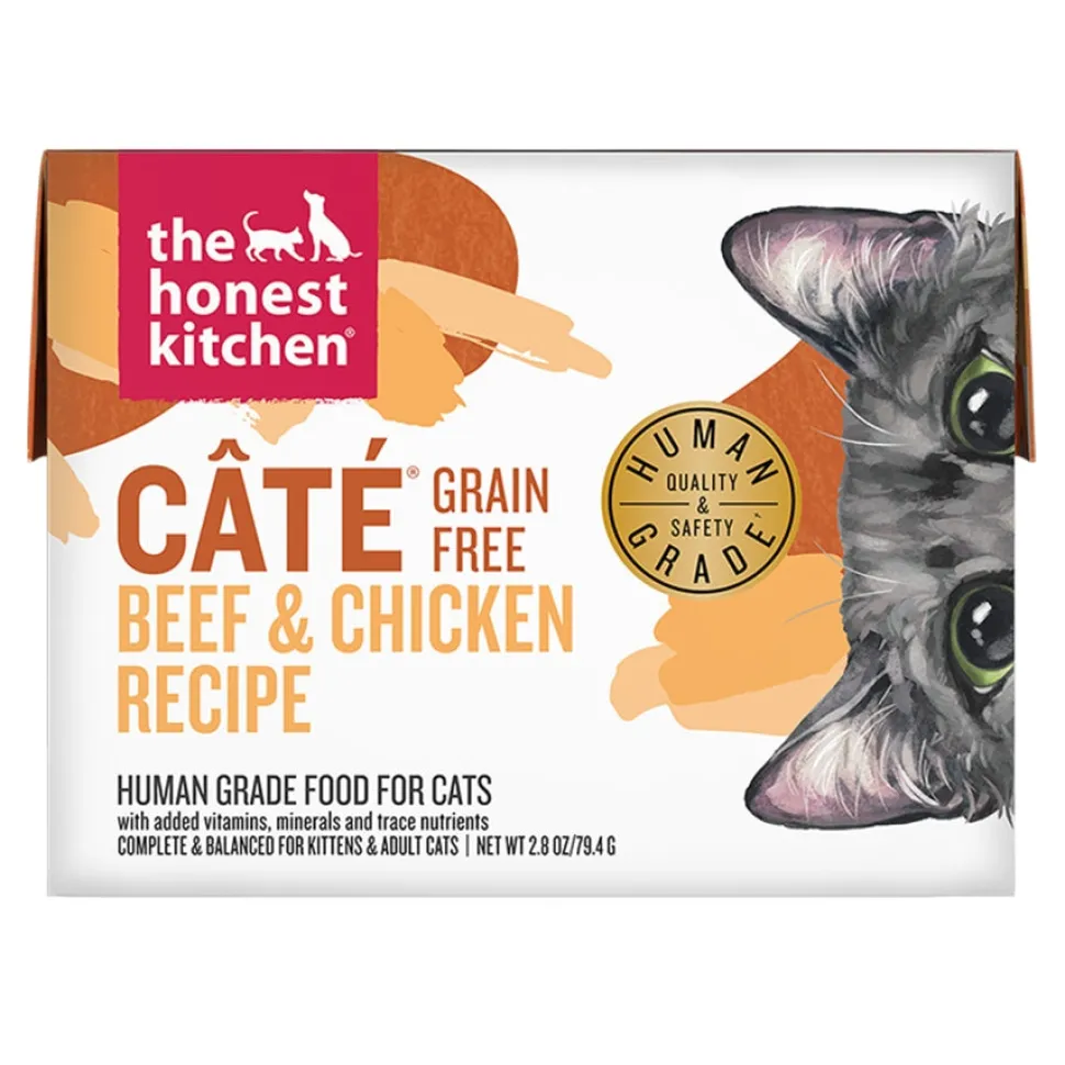 Honest Kitchen Cate Grain-Free Beef and Chicken Pate Wet Cat Food Pouch - 2.8 Oz - Case of 12
