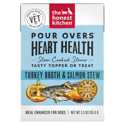 Honest Kitchen Grain-Free Pour Overs Heart Health Turkey and Salmon Stew Wet Dog Food Topper - 5.5 Oz - Case of 12