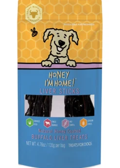 Honey I'm Home! Liver Sticks Natural Honey Coated Buffalo Liver Grain-Free Dog Treats, 4.76-oz bag