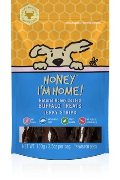 Honey I'm Home Natural Honey Coated Jerky Strips Buffalo Dog Treats