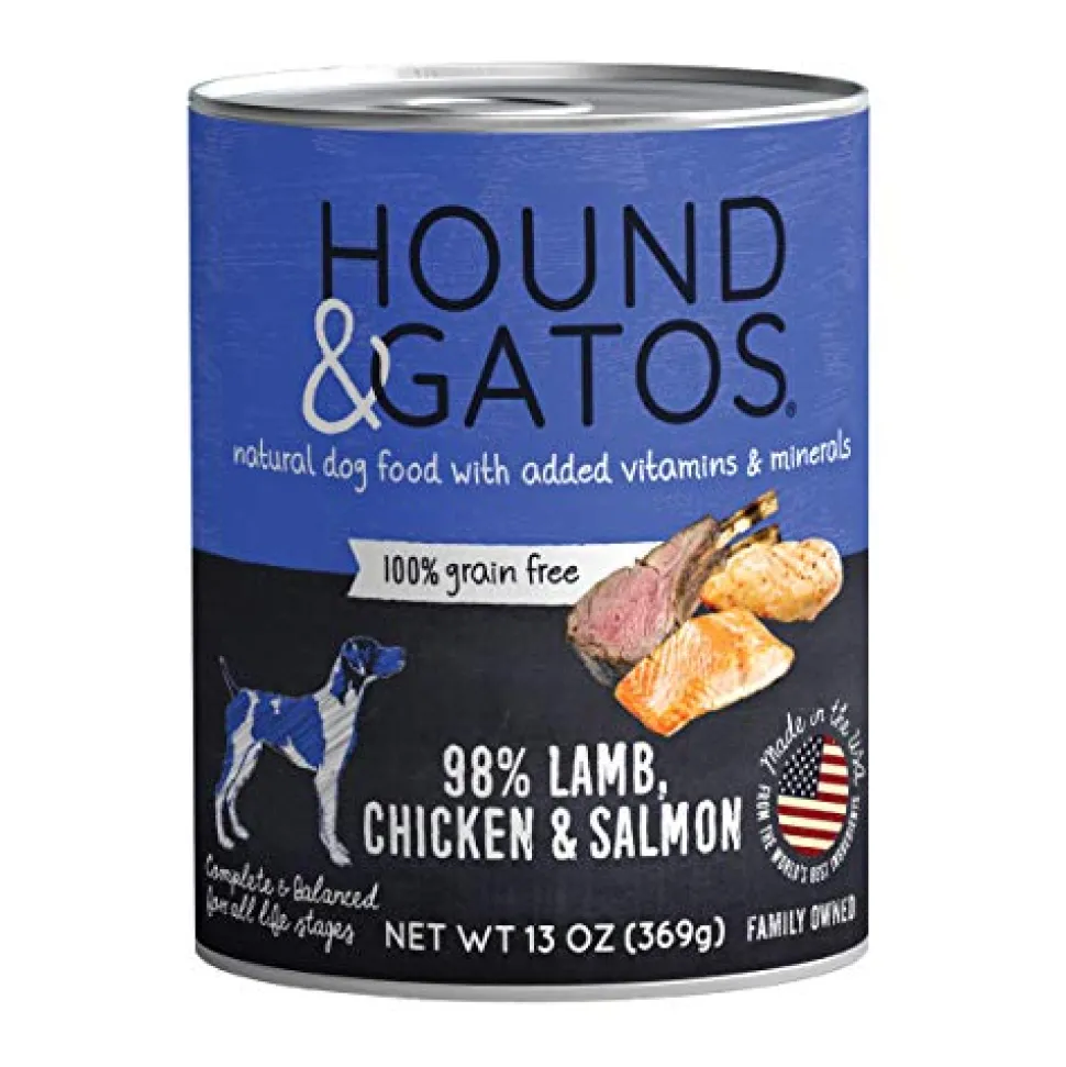 Hound and Gatos Grain-Free Lamb Chicken Salmon Pate Canned Dog Food - 13 Oz - Case of 12
