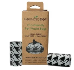 Houndscoop Paper Dispenser with Hemp strap Cat and Dog Poop Bags - 15 Bags Included