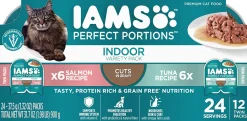 Iams Perfect Portions Indoor Cuts Tuna & Salmon Multi-Pack Canned Cat Food - 2.6 oz - Case of 24