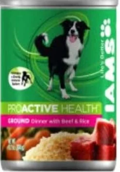 Iams ProActive Ground Dinner with Beef and Rice Canned Dog Food - 13 oz - Case of 12
