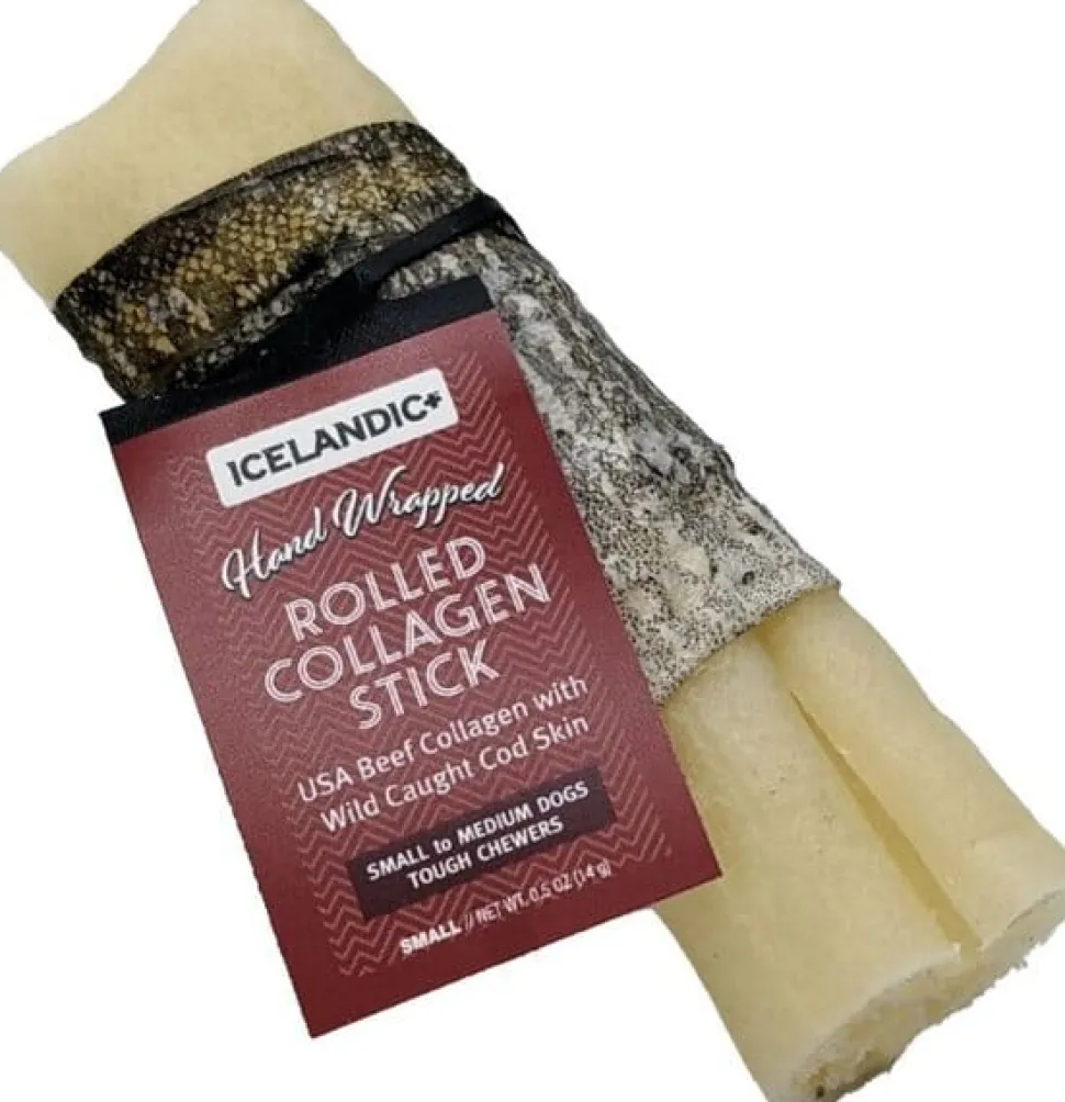 Icelandic+ Beef Collagen Chew w/wrapped Fish Natural Dog Chews - 8 In - 18 Pieces