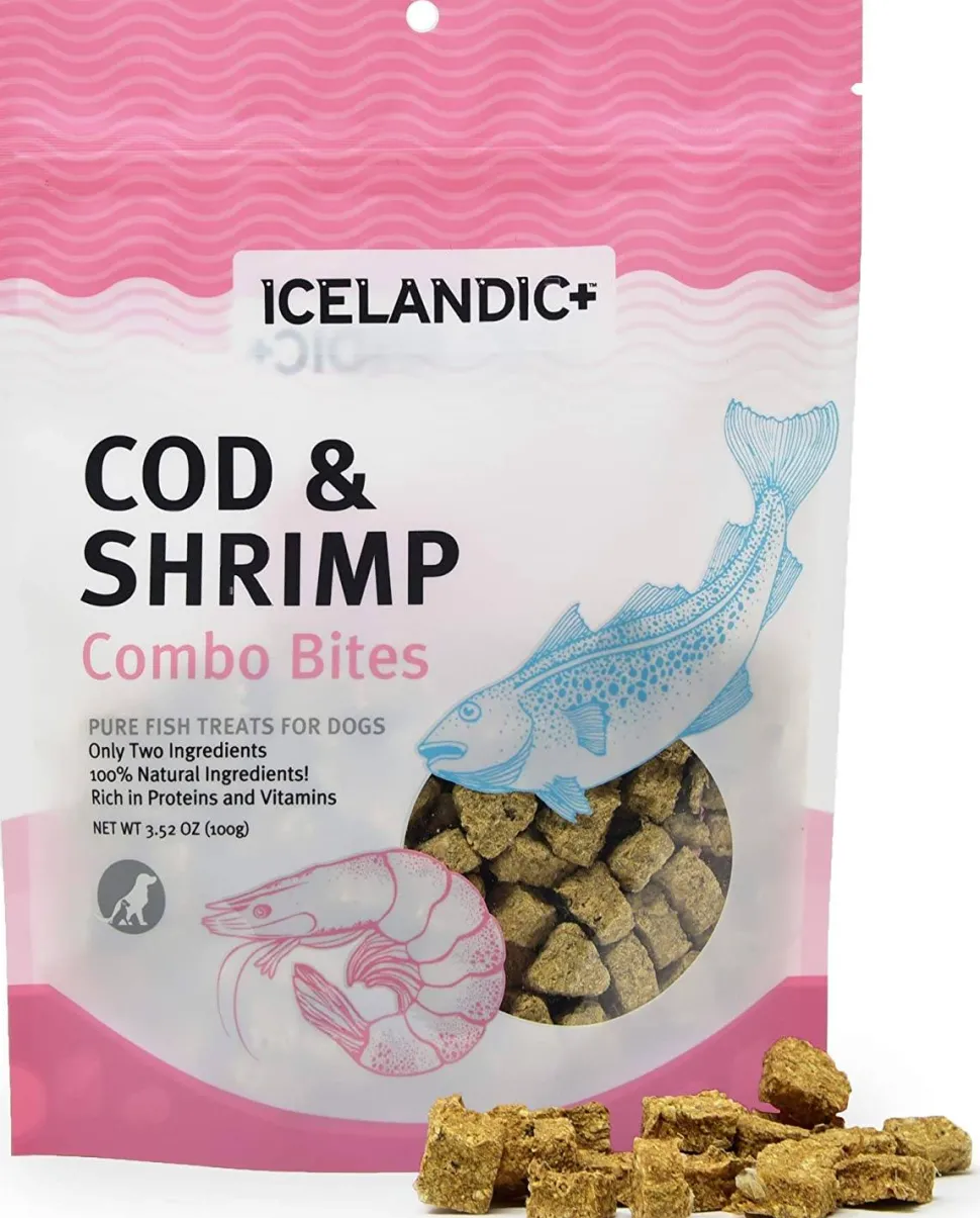 Icelandic+ Cod & Shrimp Combo Bites Natural Chewy Cat and Dog Treats - 3.52 oz