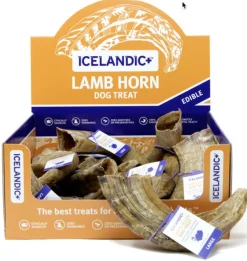 Icelandic+ Large Lamb Horn Display Natural Dog Chews - 12 Count