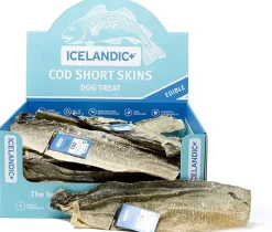Icelandic+ Short Cod Skin Strips Display Box Natural Dehydrated Cat and Dog Treats - 36 Count