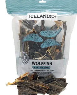 Icelandic+ Wolffish Skin Strips (Mixed Pieces) Natural Dehydrated Cat and Dog Treats - 12 oz