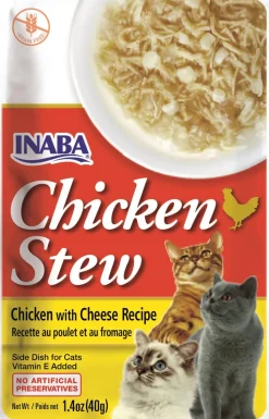 Inaba Chicken Stew Side Dish for Cats Cat Treats - Chicken and Cheese - 1.4 Oz - 6 Pack