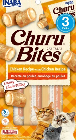 Inaba Churu Bites Cat Treats - Chicken - .35 Oz - 3 Pack - Case of 6