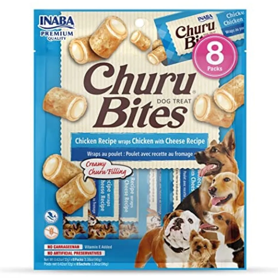 Inaba Churu Bites Soft and Chewy Dog Treats - Chicken and Cheese - .42 Oz - 8 Pack - 6 Pack