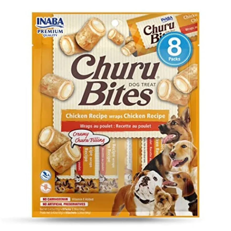 Inaba Churu Bites Soft and Chewy Dog Treats - Chicken - .42 Oz - 8 Pack - 6 Pack