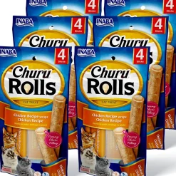 Inaba Churu Rolls Cat Treats - Tuna and Scallop - .35 Oz - 4 Pack - 6 Pack