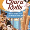 Inaba Churu Rolls Chicken and Cheese Wrapped Soft and Chewy Dog Treats - 4.2 Oz - Case of 6