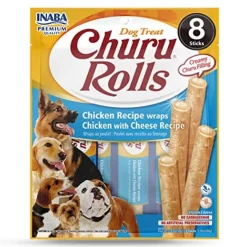 Inaba Churu Rolls Soft and Chewy Dog Treats - Chicken and Cheese - .42 Oz - 8 Pack - 6 Pack