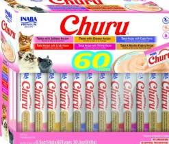 Inaba Churu Tuna Lickable and Squeezable Puree Cat Treat Pouches - Variety Pack - .5 Oz - Case of 60