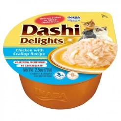 Inaba Dashi Delights Chicken and Scallop Bits in Broth Cat Food Topping - 2.5 Oz - Case of 6