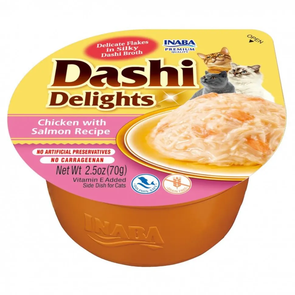 Inaba Dashi Delights Chicken and Salmon Bits in Broth Cat Food Topping - 2.5 Oz - Case of 6