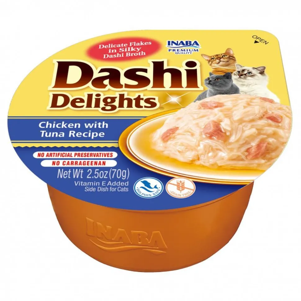 Inaba Dashi Delights Chicken and Tuna Bits in Broth Cat Food Topping - 2.5 Oz - Case of 6