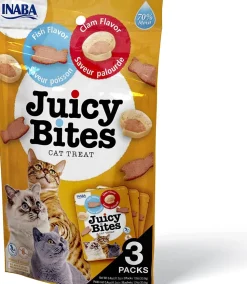 Inaba Juicy Bites Cat Treats - Fish and Clam - .4 Oz - 3 Pack - 6 Pack