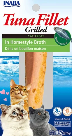 Inaba Tuna Fillet Grilled with Flavored Broth Cat Treats - Homestyle - .52 Oz - 6 Pack