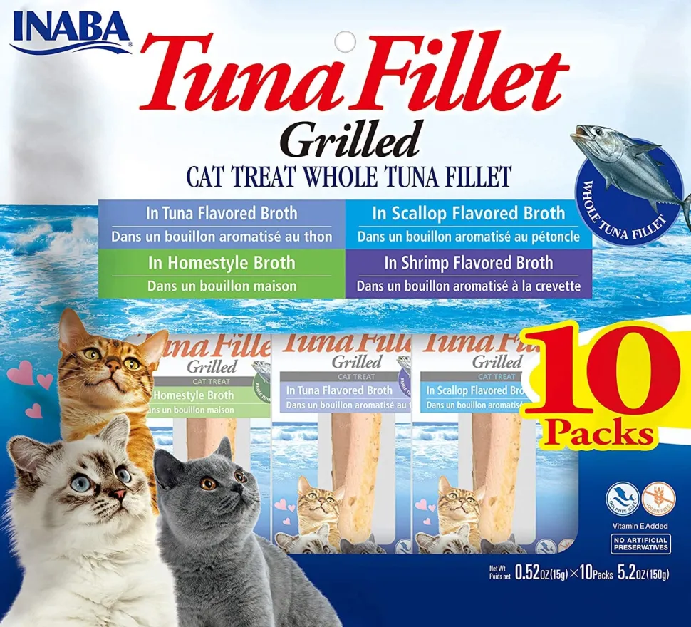 Inaba Tuna Fillet Grilled Variety Pack Cat Treats - Assorted - .52 Oz - 10 Pack