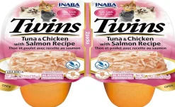 Inaba Twins Side Dish for Cats Cat Treats - Tuna Chicken and Salmon - 1.23 Oz - 2 Pack - 6 Pack