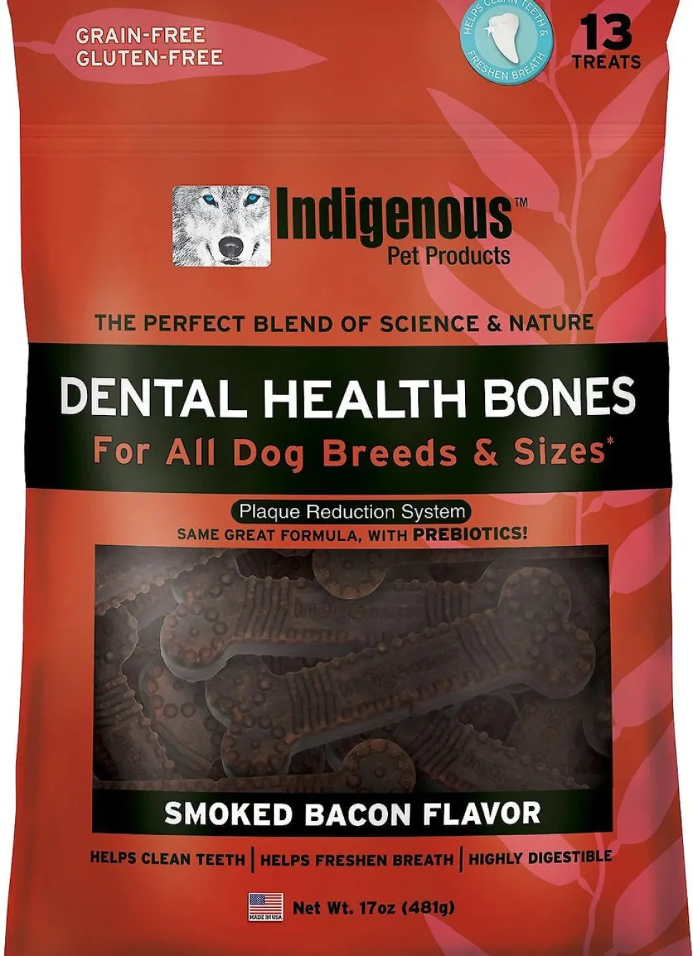 Indigenous Pet Products Smoked Bacon Dental Dog Chews - 17 oz (13 ct) Bag