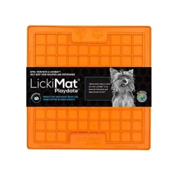 Innovative Pet Lickimat Classic Playdate Slow Feeding Mat for Cats and Puppies - Orange