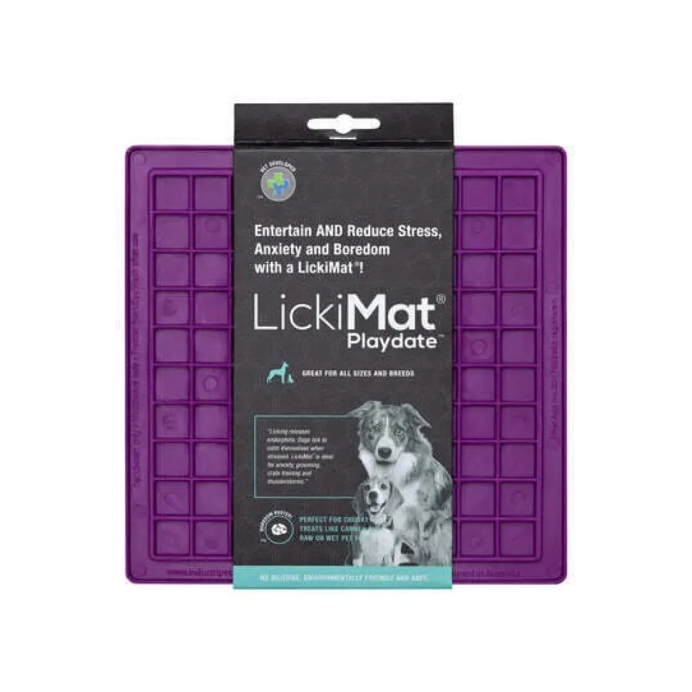 Innovative Pet Lickimat Classic Playdate Slow Feeding Mat for Cats and Dogs - Purple