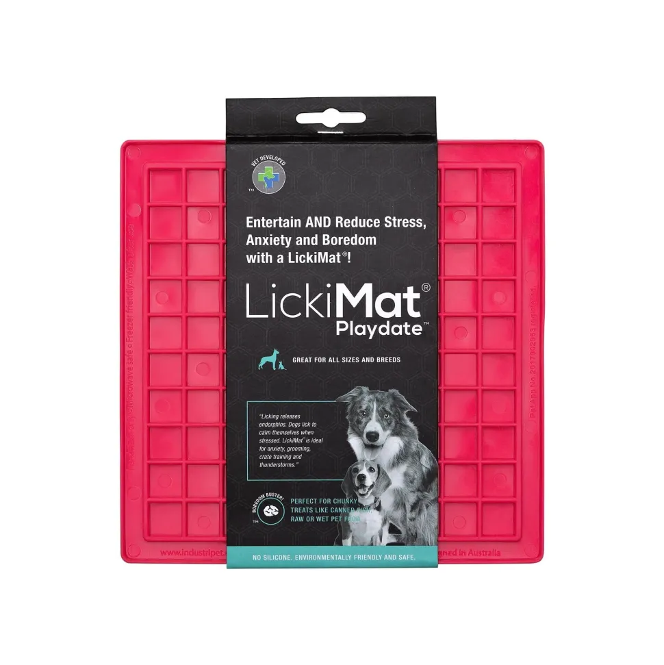 Innovative Pet Lickimat Classic Playdate Slow Feeding Mat for Cats and Dogs - Pink