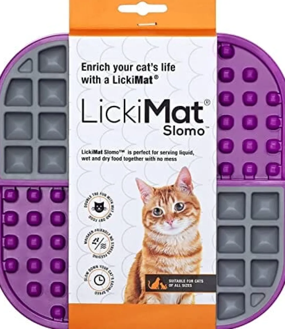 Innovative Pet Lickimat Slowmo Combo Slow Feeding Mat for Cats - Purple