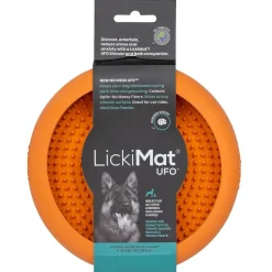 Innovative Pet Lickimat UFO Suction Grip Slow Feeding Rubber Cat and Dog Bowl - Orange