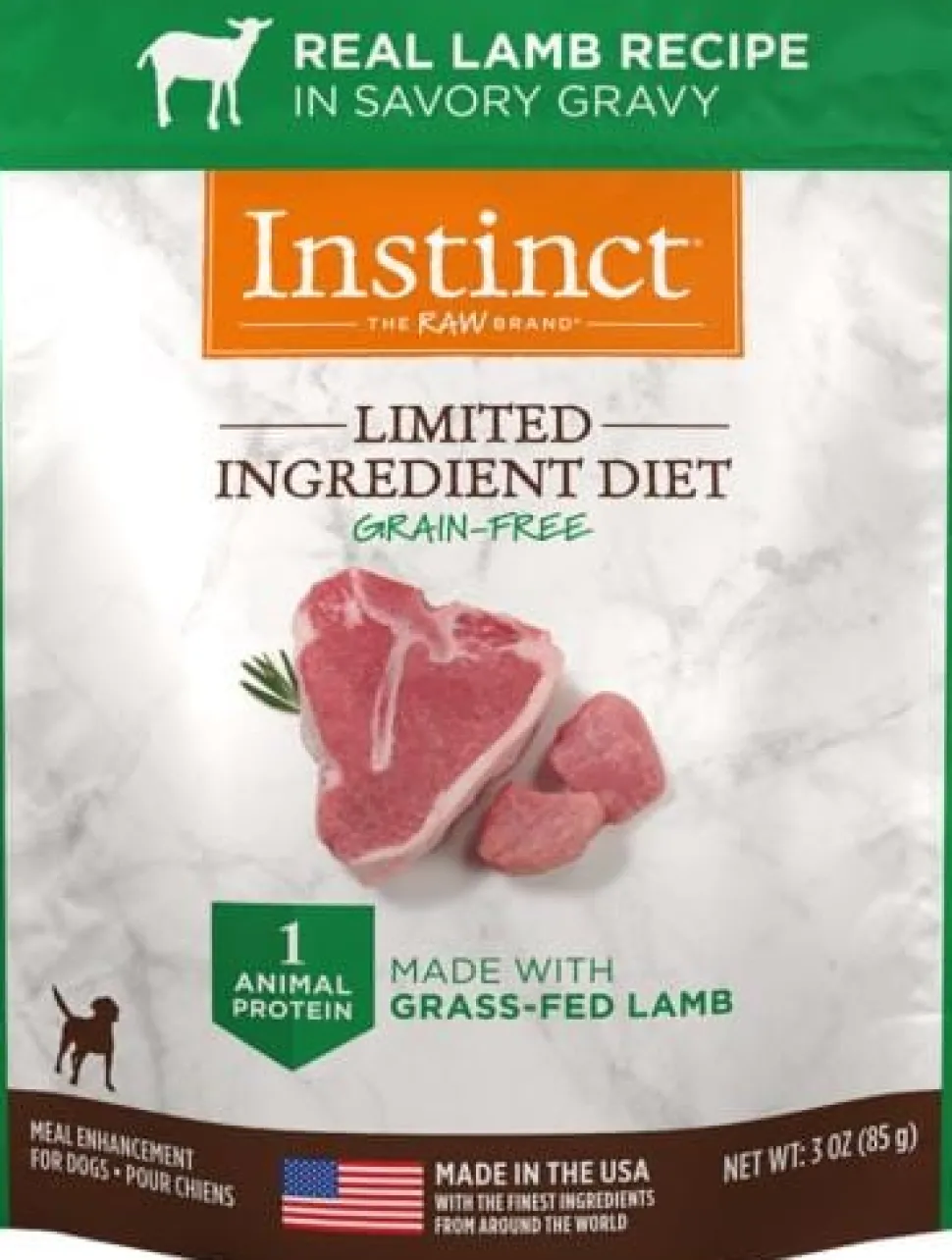 Instinct Limited Ingredient Diet Lamb Wet Dog Food Pouch - 3 Oz - Case of 24