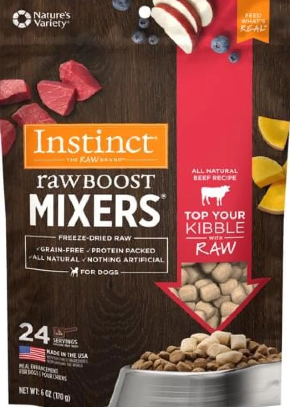 Instinct Raw Boost Mixers Grain Free Beef Formula Freeze Dried Dog Food Topper
