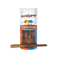 Jack & Pup 12" Bully Sticks Dog Natural Chews - 3 ct Bag