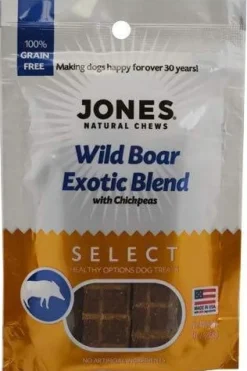 Jones Natural Chews Alligator Exotic Blend with Chickpeas Natural Dog Treats - 3 oz