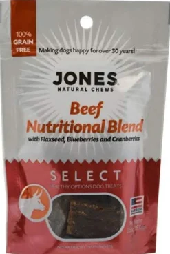 Jones Natural Chews Beef Nutritional Blend with Berries and Seeds Natural Dog Treats - 3.5 oz