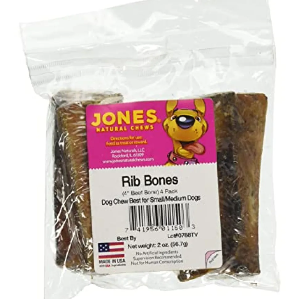 Jones Natural Chews Dollar Small Rib Bone Natural Dog Chews - 25 Count