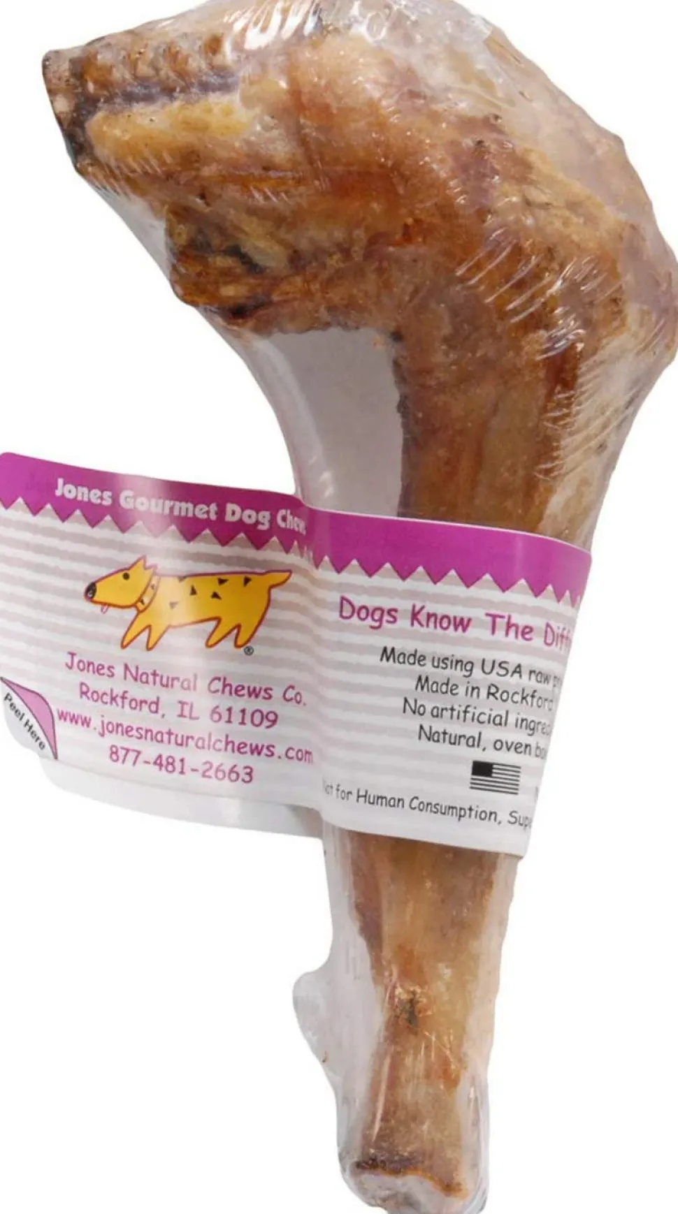 Jones Natural Chews Smokey Lamb Mammoth Bones with Knuckle Natural Dog Chews - 5-7 Inch - 50 Count