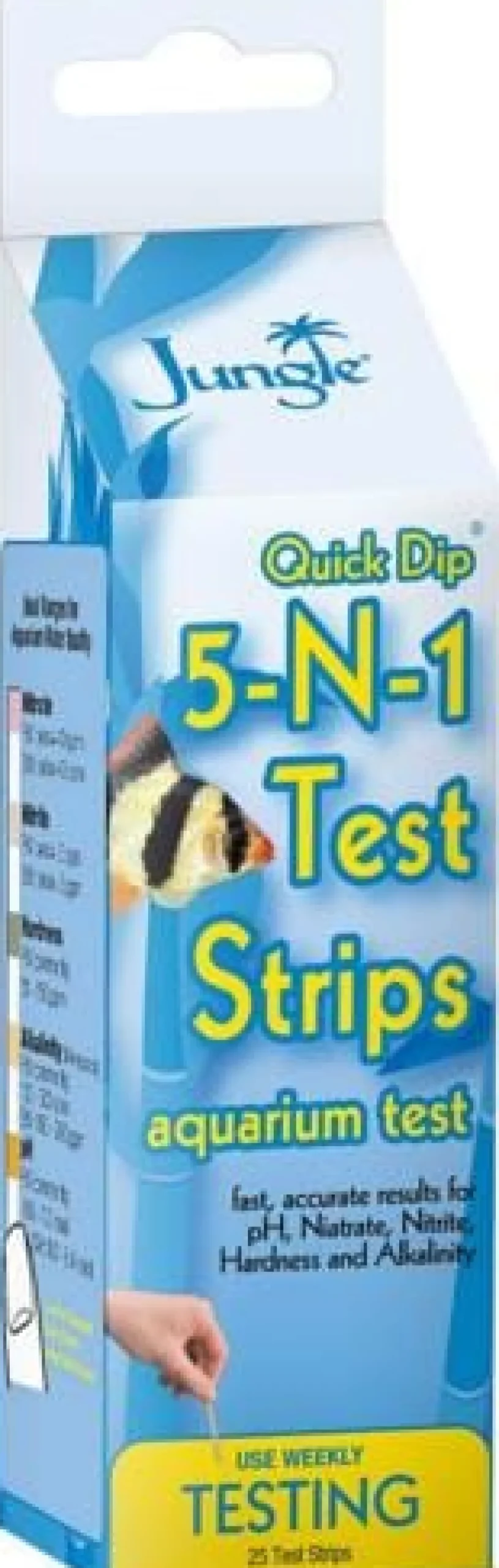 Jungle Labs Quick Dip 5-in-1 Freshwater and Saltwater Aquarium Test Strip - 25 Count