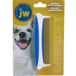 JW Pet Grip-Soft Rotating Comfort Dog Comb - Medium - 5 In