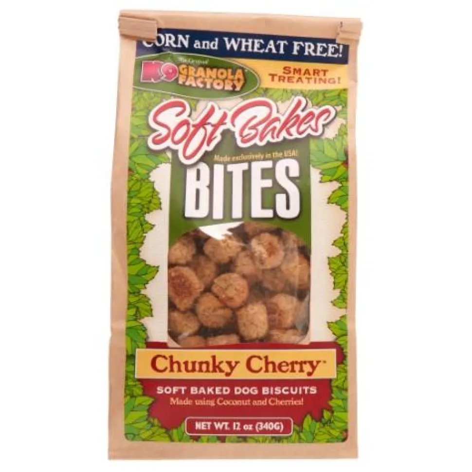 K9 Granola Granola Soft Bakes BITES Chunky Cherry with Coconut & Cherries 12oz Baked Dog Treats -
