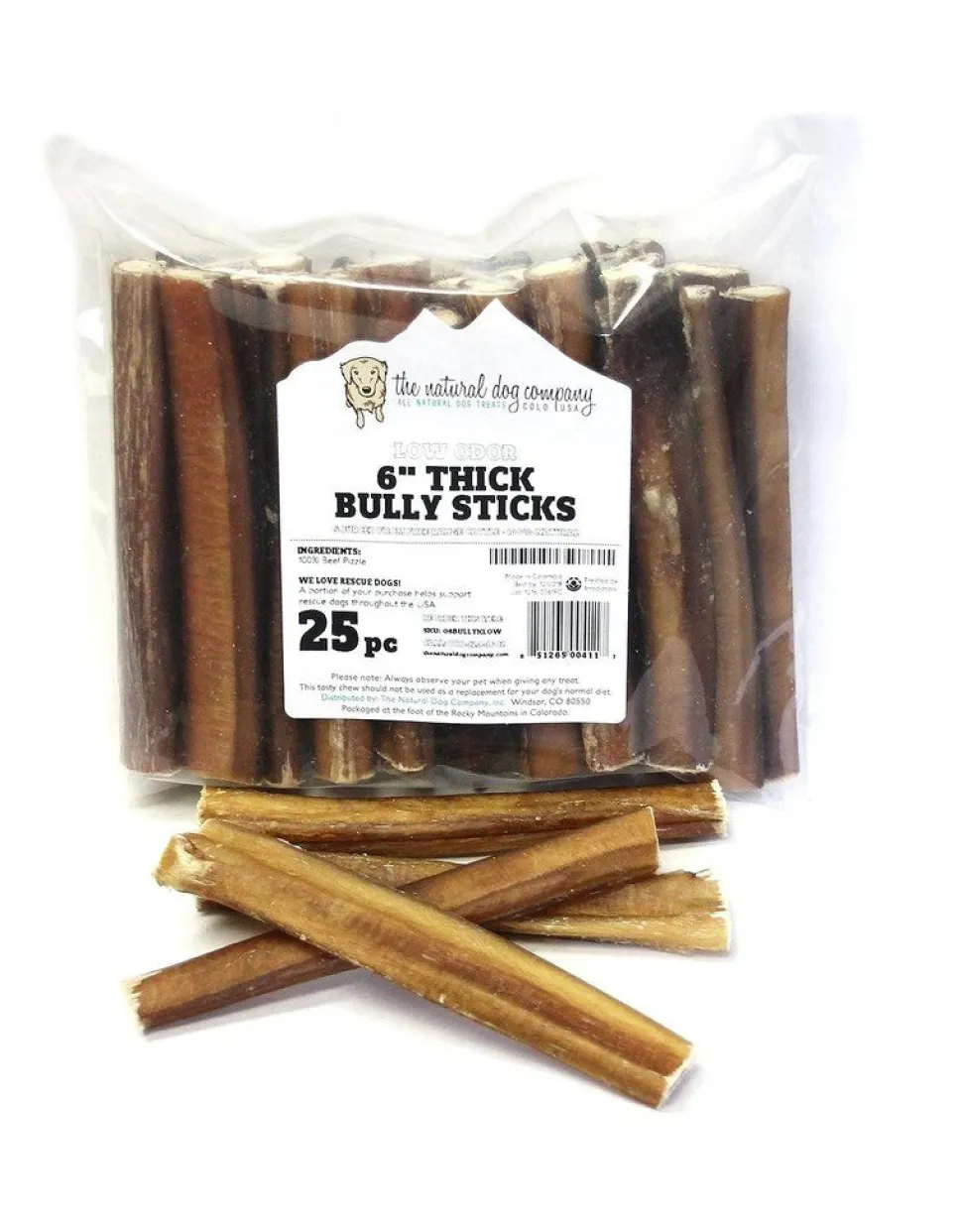 K-9 Kraving Treats 6" Beef Bully Sticks (cleaned odor free) Baked Dog Treats - Case of 50