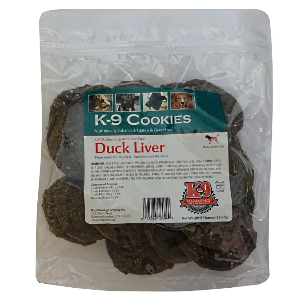 K-9 Kraving Treats Canine Cookies - Duck Liver Baked Dog Treats - Case of 5 lb