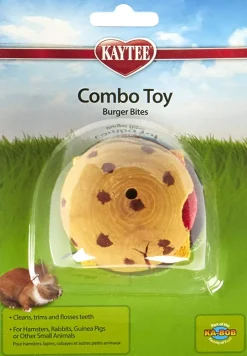 Kaytee Combo Toy, Crispy & Wood Hamburger - 6.5 in
