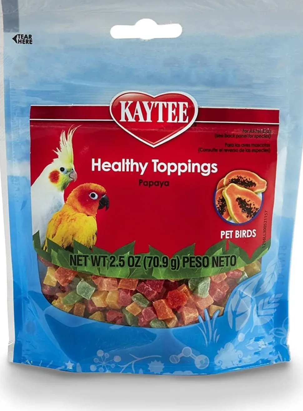 Kaytee Healthy Toppings Papaya Bits for All Pet Birds - 2.5 Oz